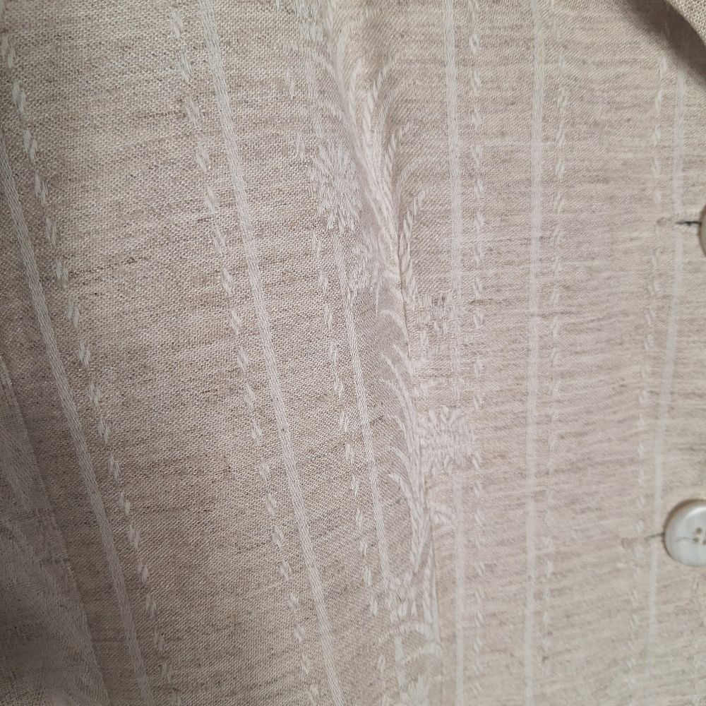 Vintage Express Linen Blazer Patchwork Large Beig… - image 7